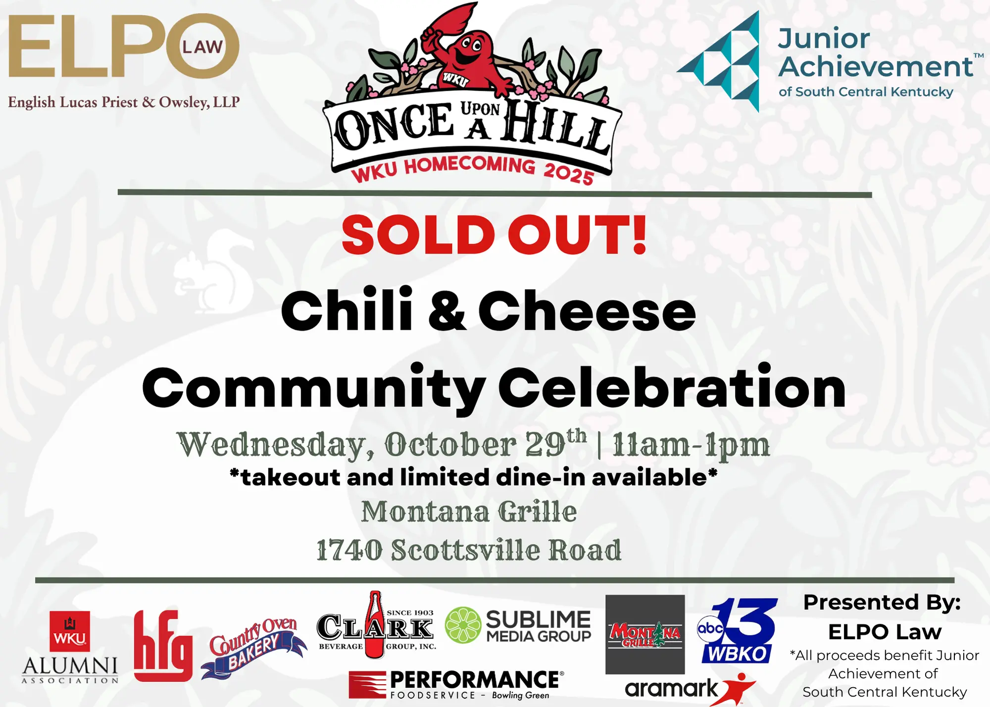 Chili and Cheese 2025 Sold Out Event Graphic